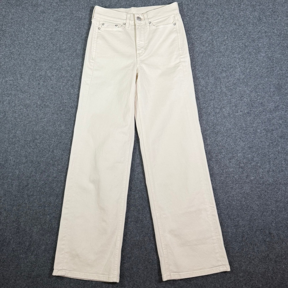 AYR The Secret Sauce High Rise Wide Leg Jeans Cream Organic Cotton Size 24S